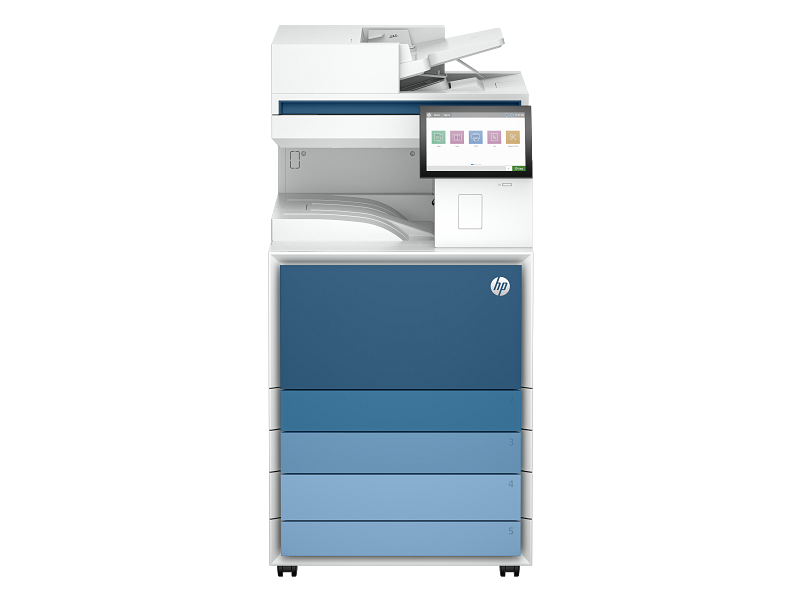 HP LaserJet Enterprise MFP 8601dn Printer Moonstone AtmosphereBlue Catalog WhiteBG Front