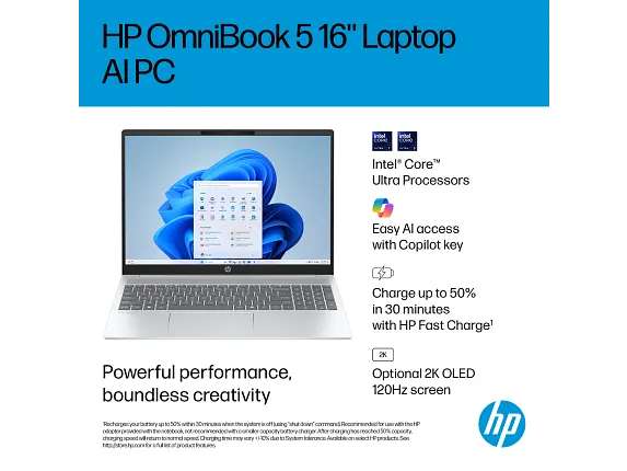 HP OmniBook 5 16 inch Laptop AI PC 16-af1000, цвет: Intel Core Ultra 7, 16 Gb, 512 Gb — фото 7
