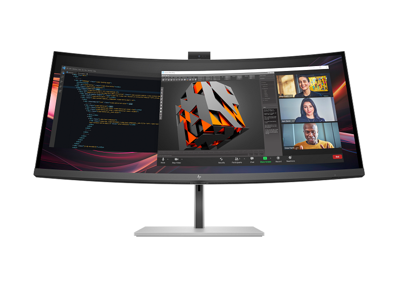 HP Series 7 Pro 34 WQHD Conferencing Monitor - 734pm PikeSilver CoreSet Front WhiteBg