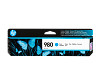 HP 980 ciánkék tintapatron eredeti D8J07A X555 X585 (6600 old.)