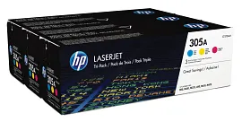 HP 305A 3-pack Cyan/Magenta/Yellow Original LaserJet Toner Cartridges, CF370AM