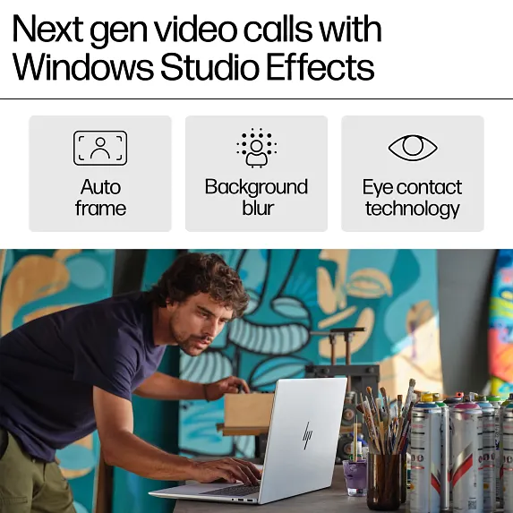 Series 13 of 16 HP Home Laptop PCs, HP Envy Laptop 17, Windows 11 Home, 17.3", Touch screen, Intel® Core™ Ultra 7, 16GB RAM, 512GB SSD, FHD, Glacier silver