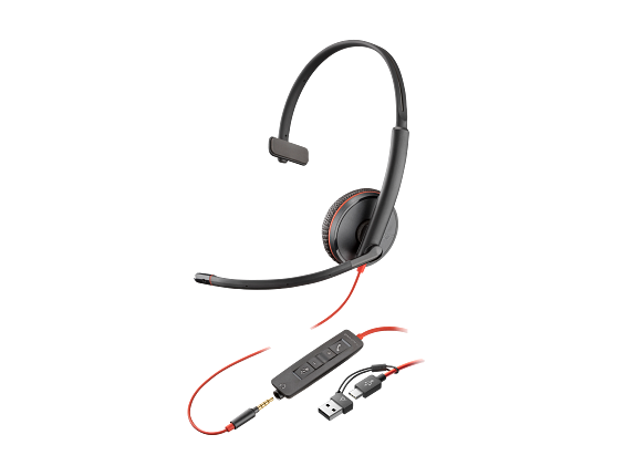 Photos - Headphones Poly Blackwire Blackwire 3215 Monaural USB-C Headset +3.5mm Plug +USB-C/A Adapter 8X227AA