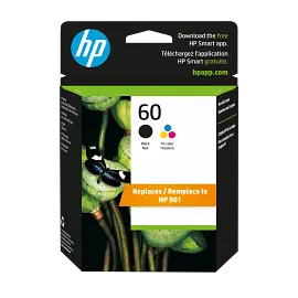 HP 60 2-pack Black/Tri-color Original Ink Cartridges, N9H63FN#140