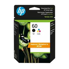 HP 60 2-pack Black/Tri-color Original Ink Cartridges, N9H63FN#140