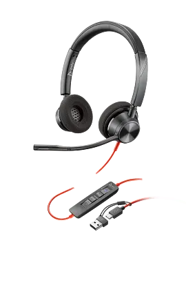 Poly Blackwire 3320 Stereo Microsoft Teams Certified USB-C Headset +USB-C/A Adapter