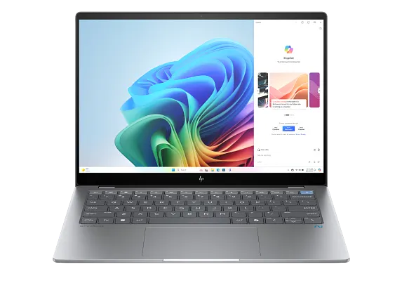 HP Home Laptop PCs, HP OmniBook X Laptop 14, Windows 11 Home, 14", Touch screen, Qualcomm® Snapdragon®, 16GB RAM, 512GB SSD, 2.2K, Meteor silver