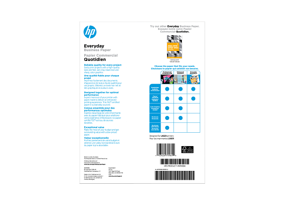 HP Everyday Business Paper, Glossy, 32 lb, 8.5 x 11 in. (216 x 279 mm), 150 sheets 4WN08A - Rear