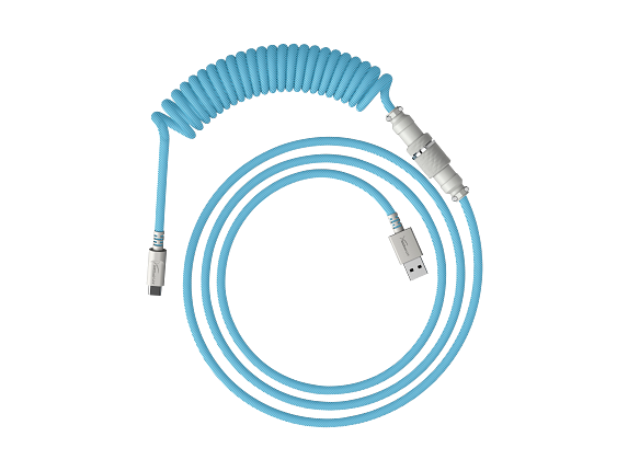 Photos - Cable (video, audio, USB) HyperX USB-C Coiled Cable Light Blue-White 6J680AA