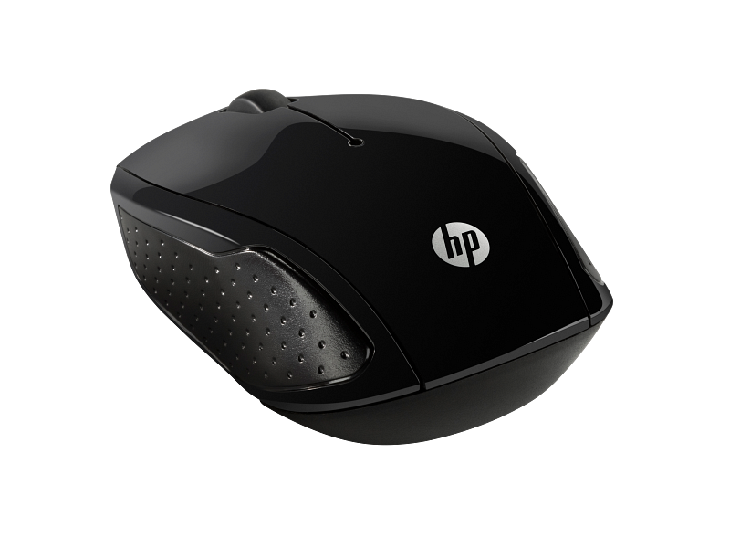 HP 200 Black Wireless Mouse, Left Facing