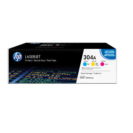 HP 304A CF372AM háromdarabos kiszerelés ciánkék bíbor sárga toner / festékkazetta LaserJet CM2320 CP2025 nyomtatókhoz (3*2800 old.)