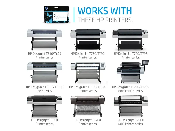 Series 2 of 2 Ink Supplies, HP 72 130-ml Photo Black DesignJet Ink Cartridge, C9370A