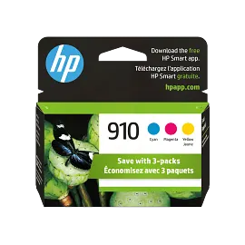 HP 910 3-pack Cyan/Magenta/Yellow Original Ink Cartridges, 3YN97AN#140
