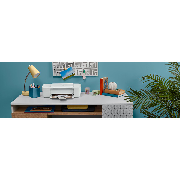 HP DeskJet 1200 Series OOV White home office with Blue background, front facing