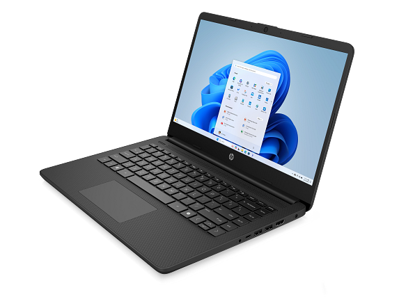 HP Laptop 14-dq6017nr 14",&nbsp;Windows 11 Home in S mode, &nbsp;Intel&reg; N-series,&nbsp;4GB RAM,&nbsp;64GB eMMC,&nbsp;HD,&nbsp;Jet black - Left