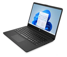 HP Laptop 14, Windows 11 Home in S mode, 14", Intel® N-series, 4GB RAM, HD, Jet black