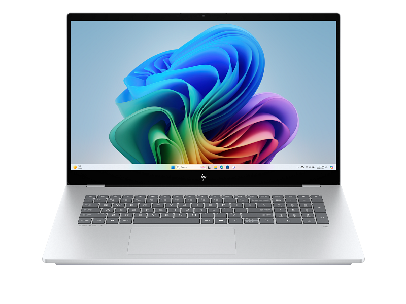 25C1 OmniBook 7 17 Glacier Silver T IR Cam nonFPR Win 11 Productivity Core Set Front TransparentBG מחשב נייד OmniBook 7 Next Gen AI 17-dc0000nj מבית HP