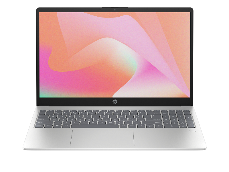 Srebrno prijenosno računalo HP Laptop 15 s otvorenim zaslonom