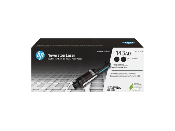 HP 143AD Dual Pack Black Original Neverstop Toner Reload Kit
