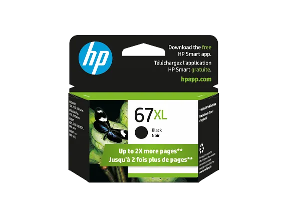 Ink Supplies, HP 67XL High Yield Black Original Ink Cartridge, 3YM57AN#140