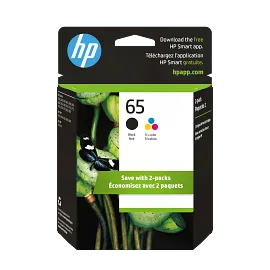 HP 65 2-pack Black/Tri-color Original Ink Cartridges, T0A36AN#140