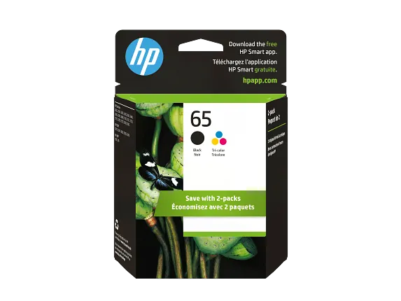 Ink Supplies, HP 65 2-pack Black/Tri-color Original Ink Cartridges, T0A36AN#140