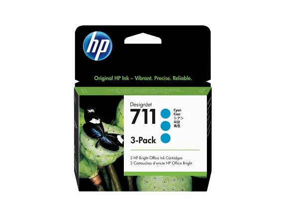 HP 711 3-pack 29-ml Cyan Designjet Ink Cartridge,CZ134A