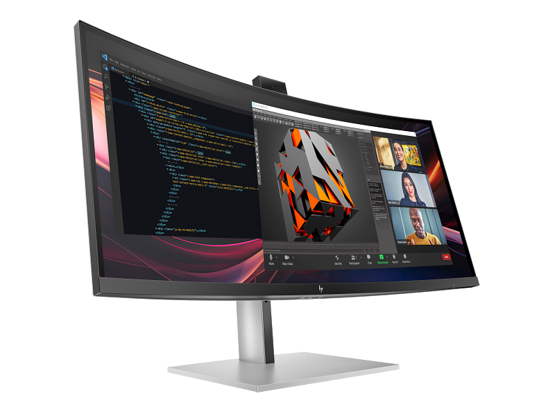 HP Series 7 Pro 34 WQHD Conferencing Monitor - 734pm PikeSilver CoreSet FrontRight WhiteBg