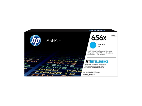 HP Laser Toner Cartridges and Kits, HP 656X High Yield Cyan Original LaserJet Toner Cartridge, CF461X