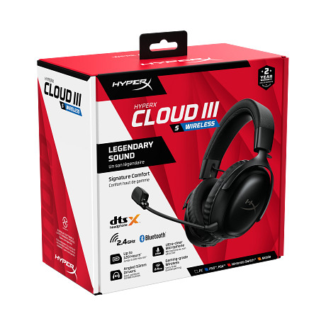 HP A59YZAA HyperX Cloud III S vezeték nélküli gamer headset (fekete)