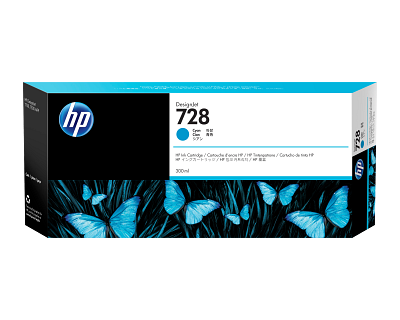 HP 728 300-ml Cyan DesignJet Ink Cartridge