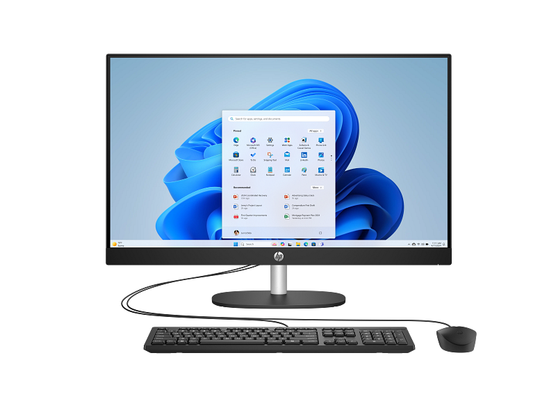 25C1 All-in-One Desktop PC 27 Jet Black T NT Fixed Captain Crunch Wired Copilot Core Set Front CamDown WhiteBG