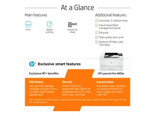 HP LaserJet Pro 4001dne Printer with HP+ & available 3 months
