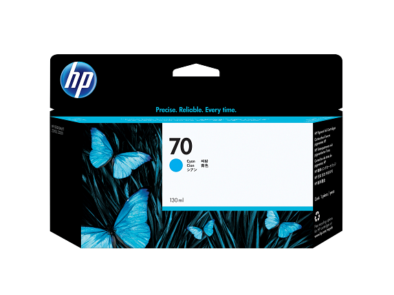 HP 70 130-ml Cyan DesignJet Ink Cartridge, C9452A