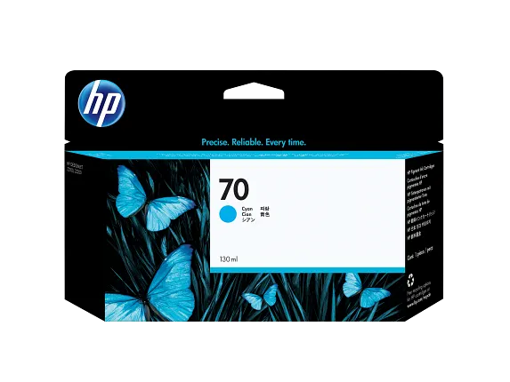 Ink Supplies, HP 70 130-ml Cyan DesignJet Ink Cartridge, C9452A