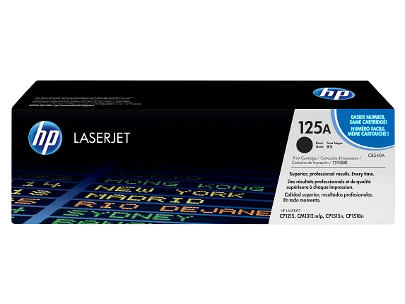Series 1 of 8 HP Laser Toner Cartridges and Kits, HP 125A Black Original LaserJet Toner Cartridge, CB540A