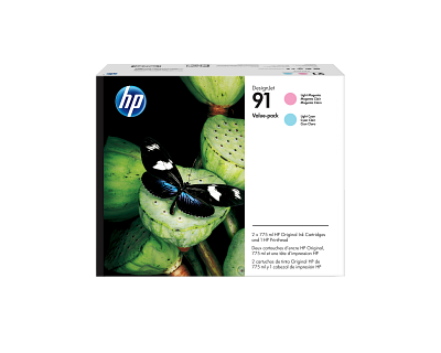 HP 91 Value Pack 775-ml Lt Magenta/Lt Cyan DesignJet Ink Cartridges/Printhead