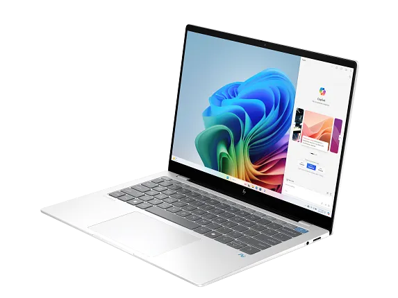 Series 3 of 14 HP Home Laptop PCs, HP OmniBook X Laptop 14, Windows 11 Home, 14", Touch screen, Qualcomm® X Plus, 16GB RAM, 1TB SSD, 2.2K, Glacier silver