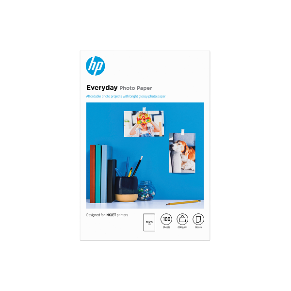 HP Everyday Photo Paper, Glossy, FSC, 4x6 size, 10x15 cm, 100 shts, CR757A CR757-00002