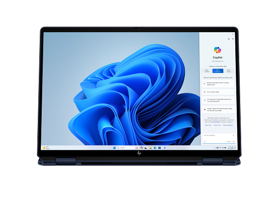 HP OmniBook Ultra Flip 14 inch 2-in-1 Laptop Next Gen AI PC 14-fh0000_Product_Atmospheric blue_Product Only_Center facing screen rotation