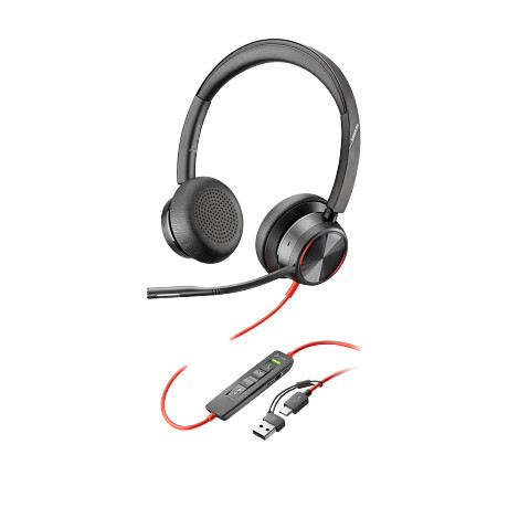 HP 8X223AA Poly Blackwire 8225 sztereó USB-C headset + USB-C–USB-A-adapter