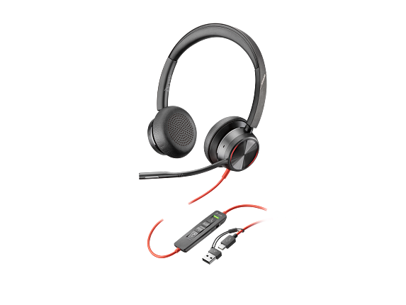 Micro-casque Poly Blackwire 8225 stéréo USB-C + adaptateur USB-C/A