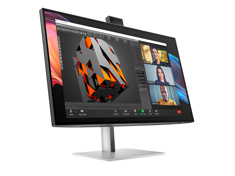 HP Series 7 Pro 27 4K Conferencing Monitor - 727pm PikeSilver CoreSet FrontRight WhiteBg