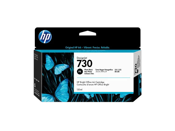 Ink Supplies, HP 730 130-ml Photo Black DesignJet Ink Cartridge, P2V67A