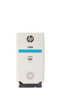 HP 832 1-liter Cyan Latex Ink Cartridge