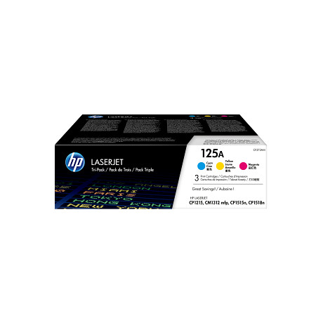 HP 125A CF373AM háromdarabos kiszerelésű cián sárga bíbor toner / festékkazetta LaserJet CP1215 CP1217 CP1515 CP1518 CM1312 nyomtatókhoz (3*1400 old.)