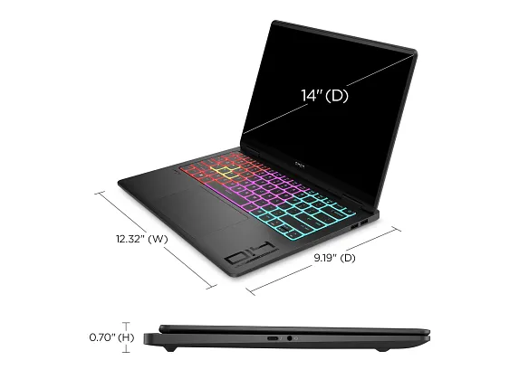 Series 11 of 14 HP Home Laptop PCs, OMEN Transcend Laptop 14, Windows 11 Home, 14", Intel® Core™ Ultra 9, 32GB RAM, 2TB SSD, NVIDIA® GeForce RTX™ 4070, 3K, Shadow black