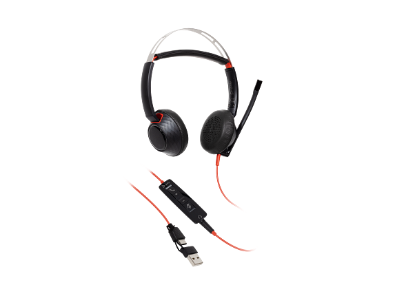 Micro-casque Poly Blackwire 5220 stéréo USB-C + connexion 3,5 mm + adaptateur USB-C/A