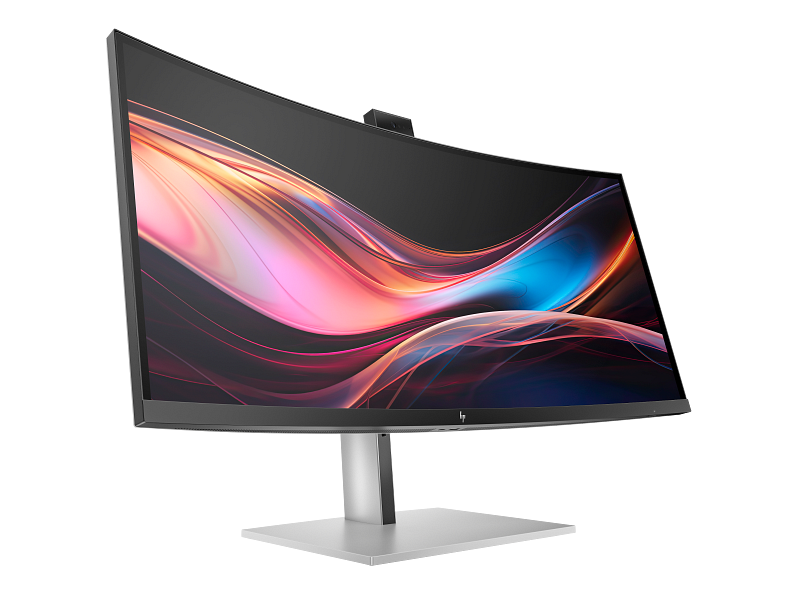 HP Series 7 Pro 34 WQHD Conferencing Monitor - 734pm PikeSilver CoreSet FrontRight WhiteBg