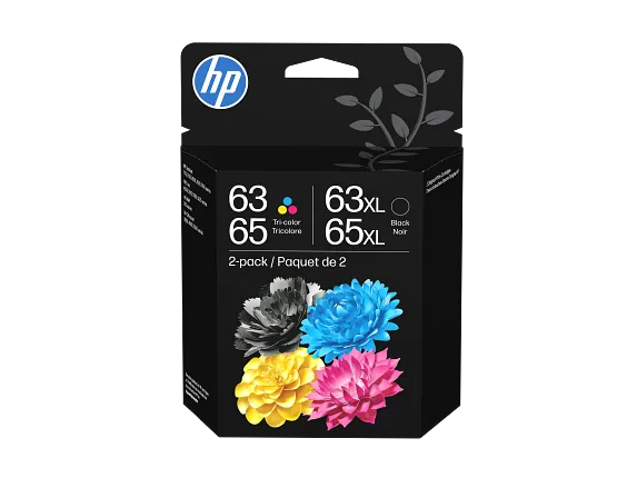 HP 63/65 Color/XL Black Ink Cartridge Combo 2-Pack, B87FDAN